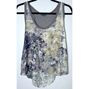 Anthropologie Left of Center Tank Top Small Gray Snake Print Abstract High Low